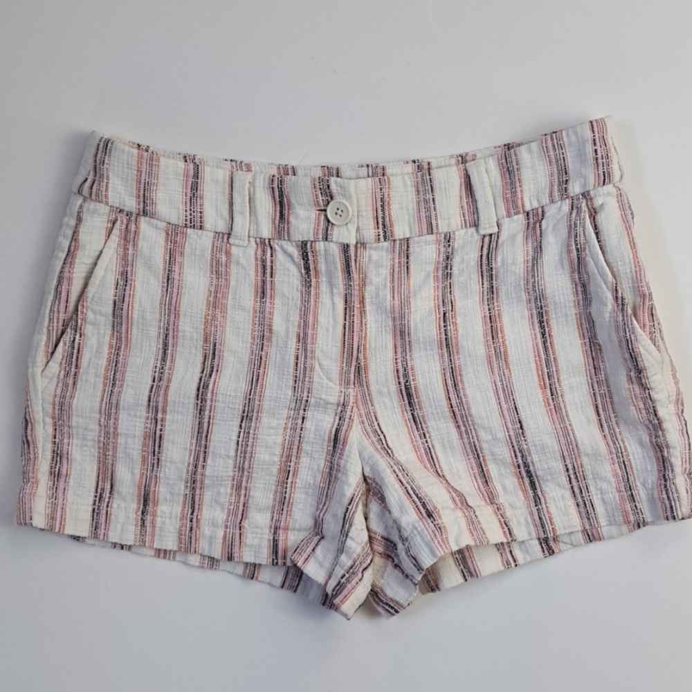 LOFT 4" white textured cotton tailored striped shorts sz6